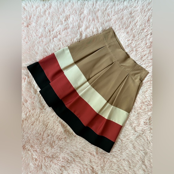 Zara - Color Block Flare Midi Skirt - Picture 4 of 6